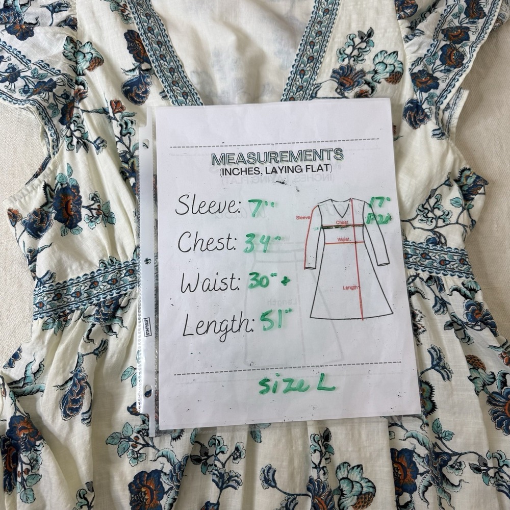 Max Studio Maxi Dress Size L Floral Boho Cottagecore Coquette Beach Resort - Picture 11 of 14